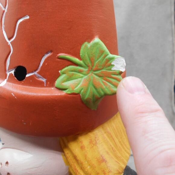 Vintage Ceramic Crack Pot Scarecrow w/Pumpkin 9.5" 1997 Halloween Thanksgiving - Picture 10 of 10